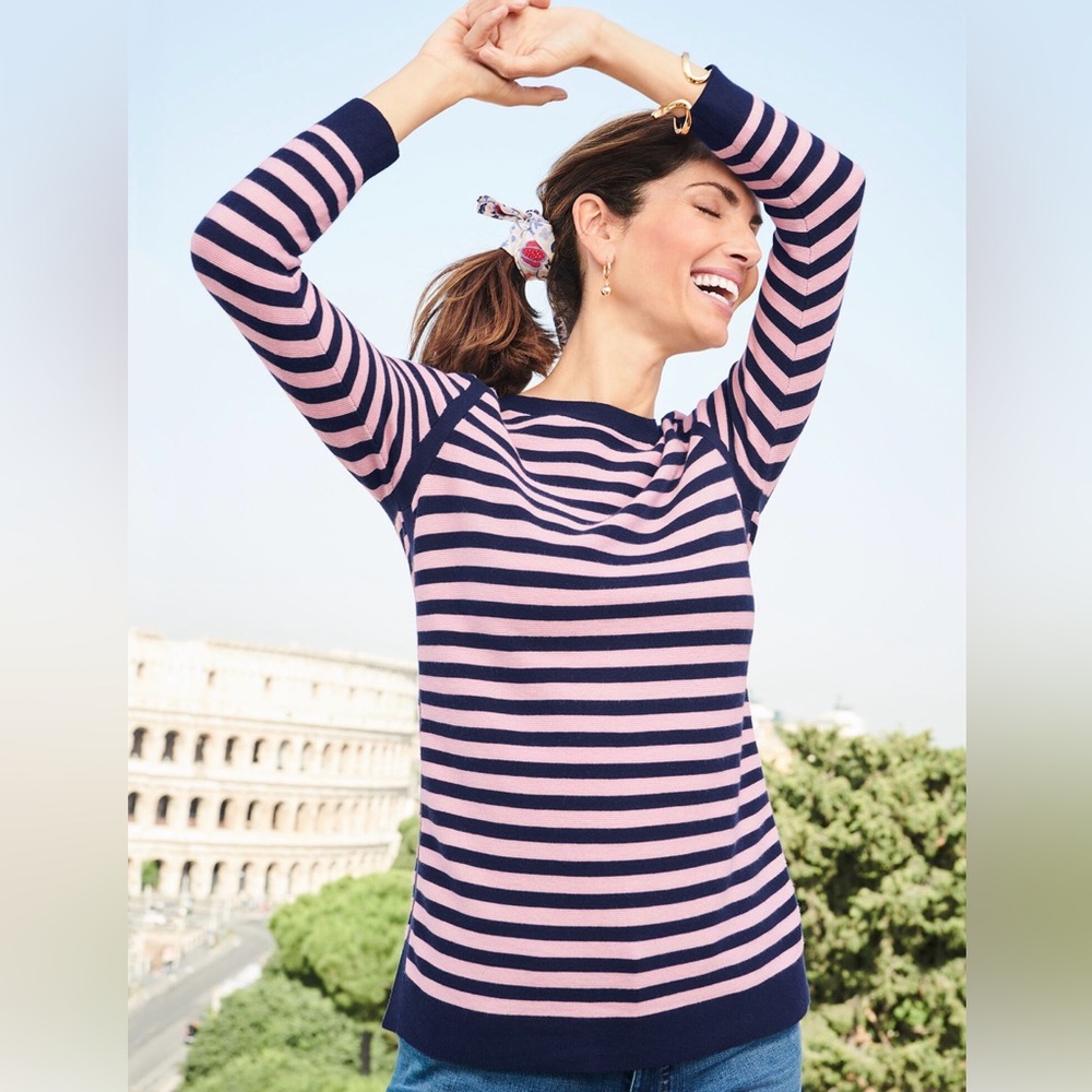 Talbots LINK STITCH SWEATER stripe top Size M